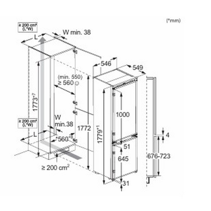 AEG NSC7N18ZES 54.6cm Built-In Frost Free Fridge Freezer