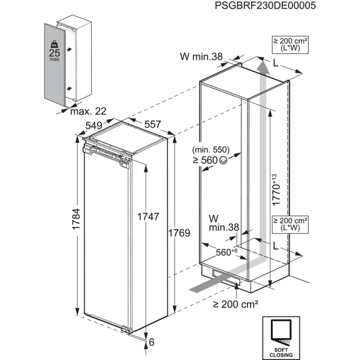 AEG NSK6D181EC Integrated Larder Fridge with Fixed Hinge