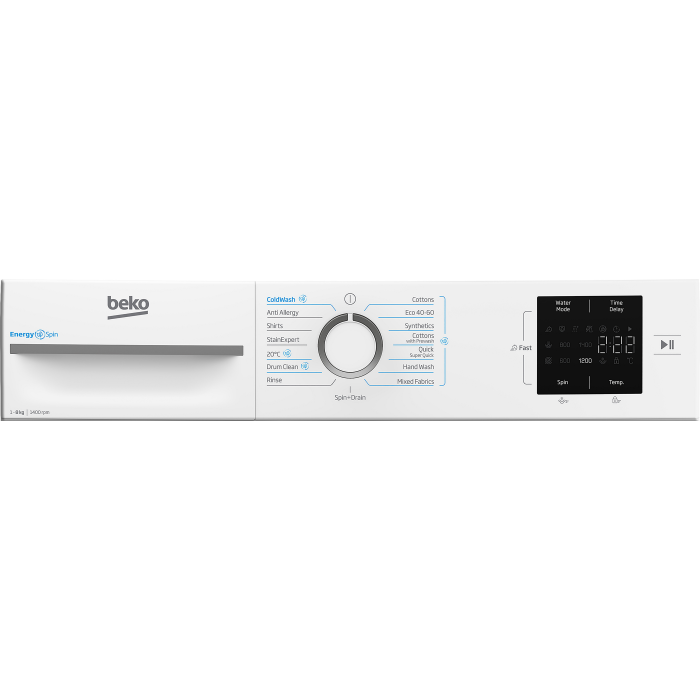 Beko BMN3WT3841W 8kg 1400 Spin RecycledTub Washing Machine - White
