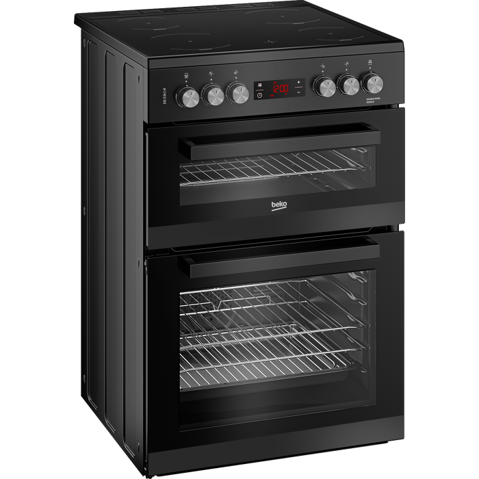 Beko EDC634K 60cm Double Oven Electric Cooker with Ceramic Hob - Black