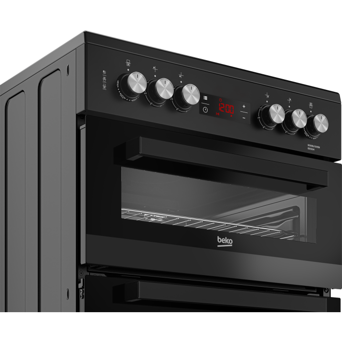 Beko EDC634K 60cm Double Oven Electric Cooker with Ceramic Hob - Black