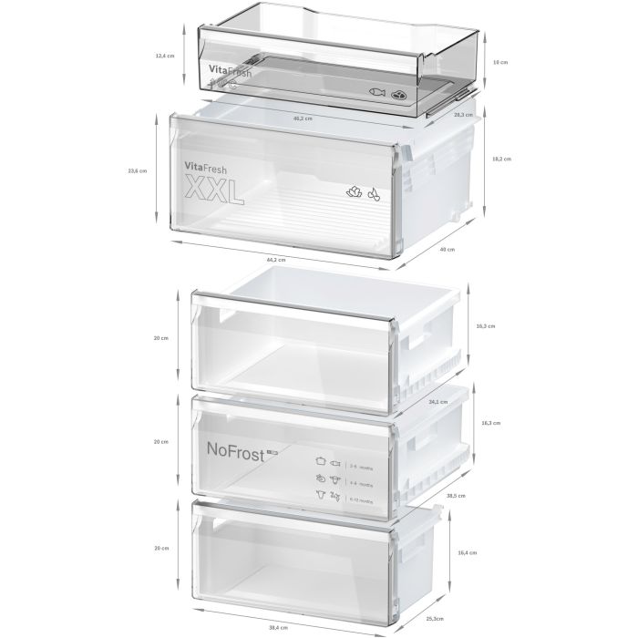 Bosch KGN392LAGG 60cm 60/40 Total No Frost Fridge Freezer - Stainless Steel Look