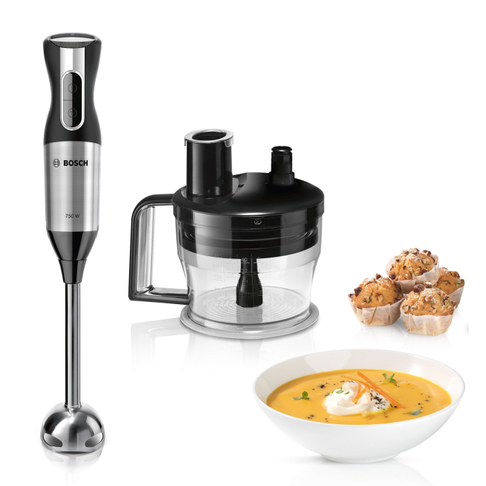 Bosch MSM6S90BGB ErgoMixx Hand Blender with Food Processor 750W - Black & Silver