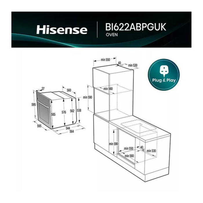 Hisense BI622ABPGUK Built-In Electric Steam Oven Jet Black