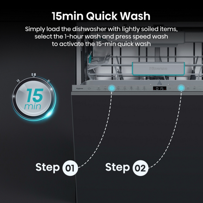 Hisense HV16AUK Integrated Dishwasher with 16 Place Settings