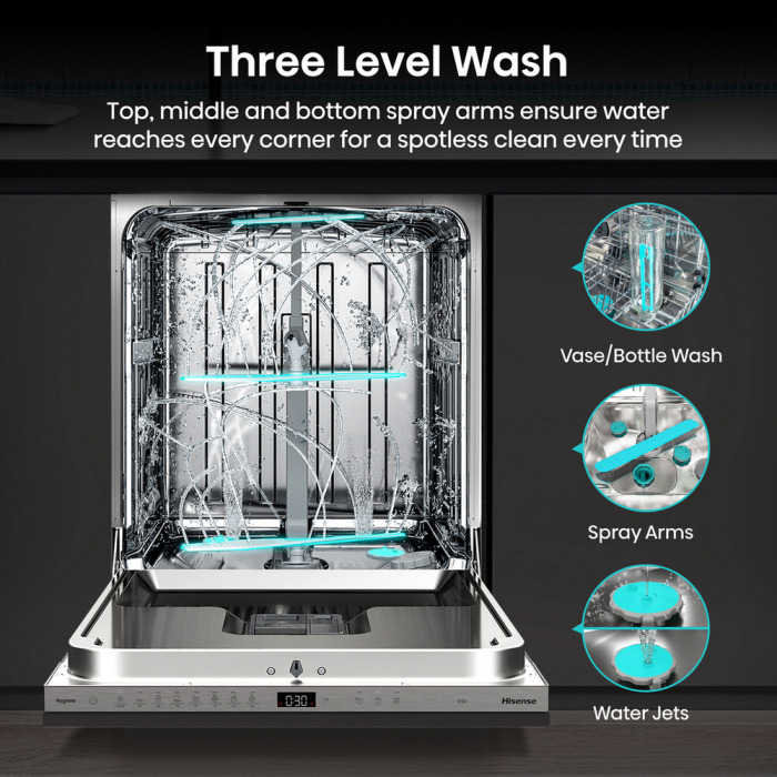 Hisense HV16AUK Integrated Dishwasher with 16 Place Settings