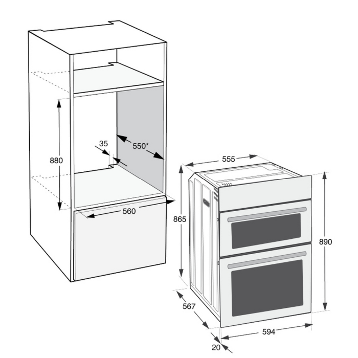Hotpoint DIH82DIX Electric Double Oven 59.4cm Stainless Steel