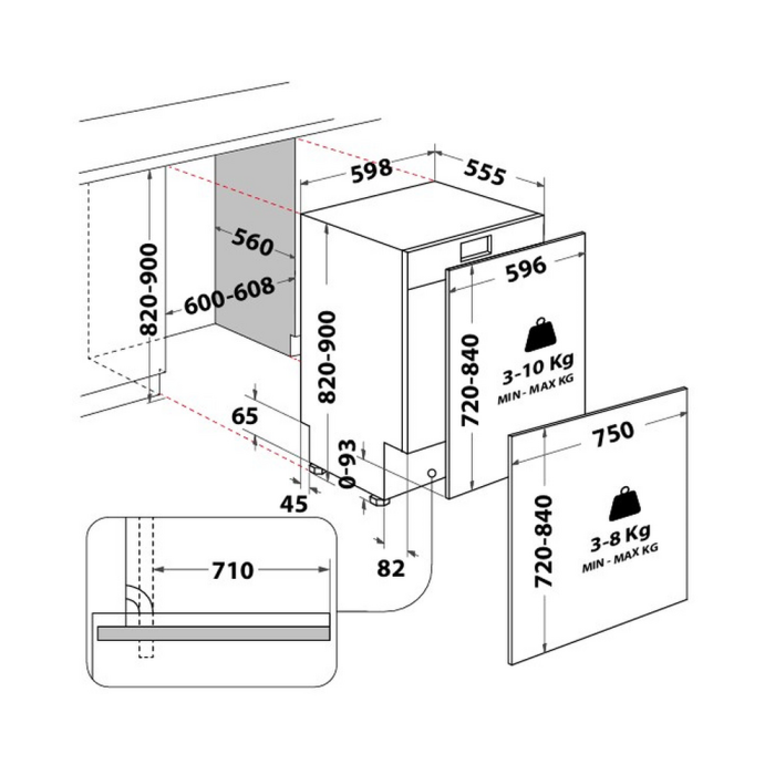 Hotpoint H8IB15M4TS Integrated Dishwasher 15 Place Settings