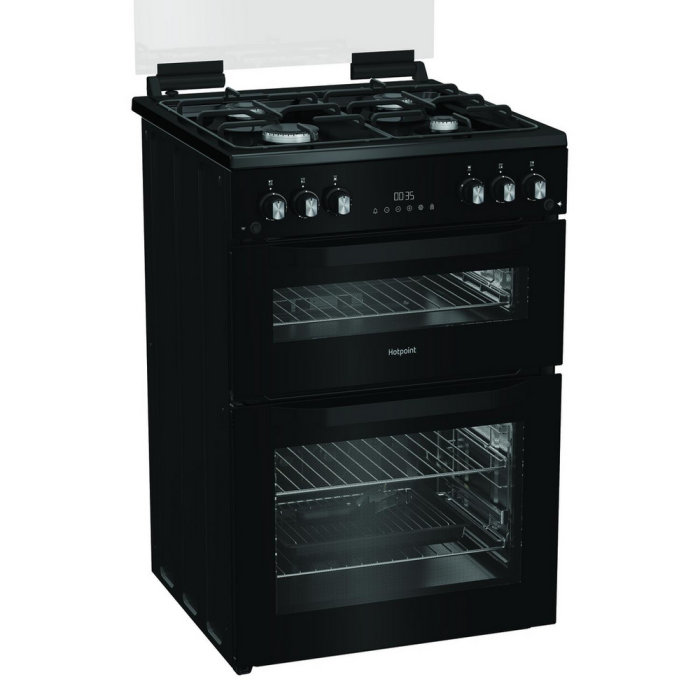 Hotpoint HDG6GDCB1 60cm Double Oven Gas Cooker Black