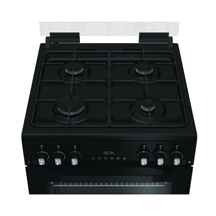 Hotpoint HDG6GDCB1 60cm Double Oven Gas Cooker Black