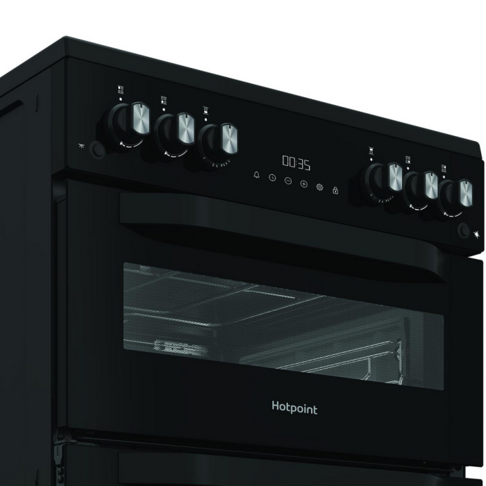Hotpoint HDG6GDCB1 60cm Double Oven Gas Cooker Black
