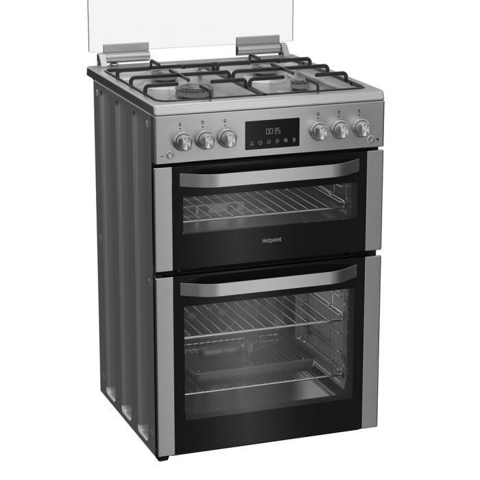 Hotpoint HDG6GDCX 60cm Double Oven Gas Cooker Stainless Steel