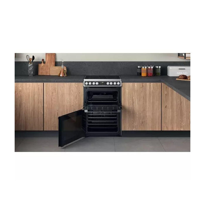 Hotpoint HDM67V8D2CX 60 cm Ceramic Double Cooker - Stainless Steel
