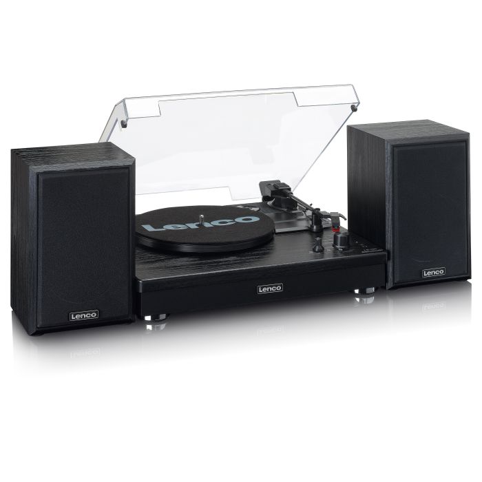 Lenco LS-101 Turntable & Hi Fi speakers  - Black