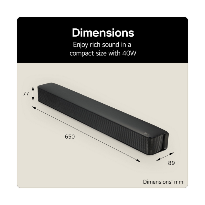LG SQM1.AGBRLLK 2.0 Channel 40W Black Soundbar Speaker