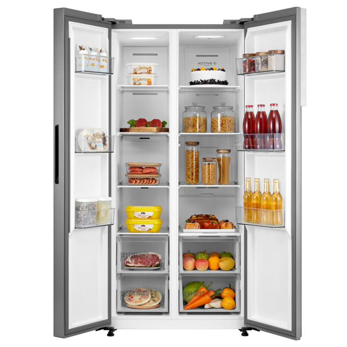 Midea MDRS619FGF46 83.5cm Total No Frost American Style Fridge Freezer - Stainless Steel