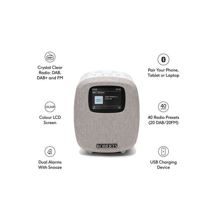 Roberts ORTUS5W DAB+/FM Bluetooth Radio - White Model