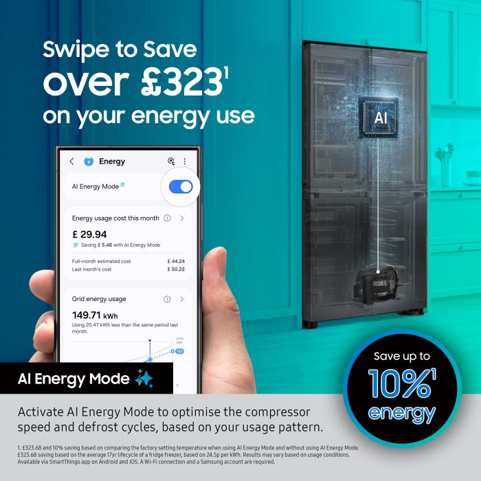 Samsung RS70F64KEFEU 91cm Side by Side American Fridge Freezer - Black