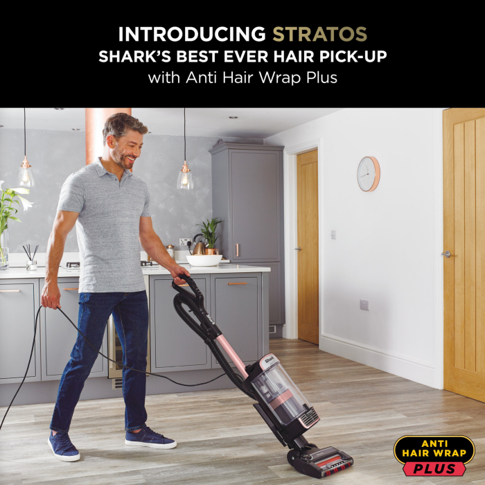 Shark NZ860UKT Stratos Anti hair Wrap Plus Upright Vacuum Cleaner - Rose Gold