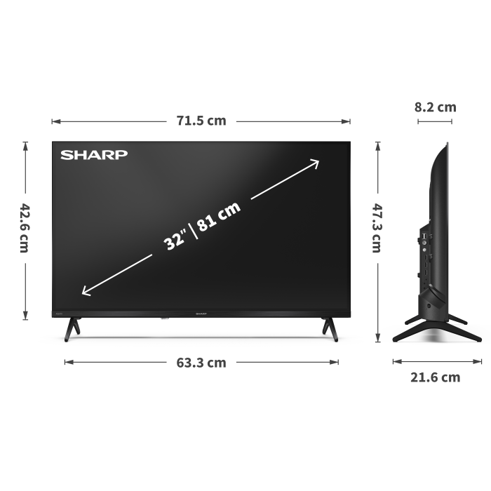 Sharp 1T-C32HE2245KBHDR TV in Black