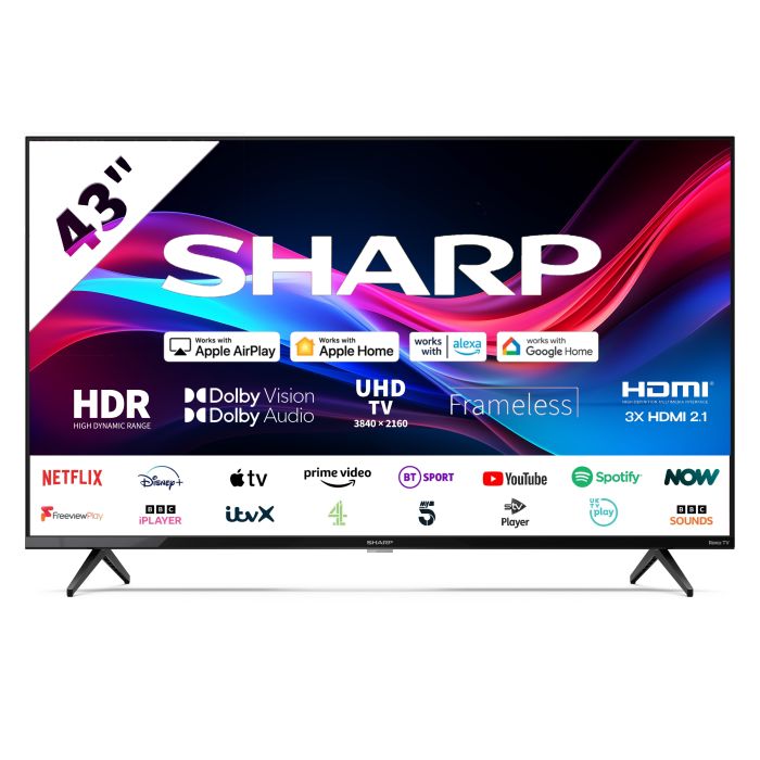 Sharp 4T-C43GJ4225K 43inch 4K UHD Frameless Smart Roku TV