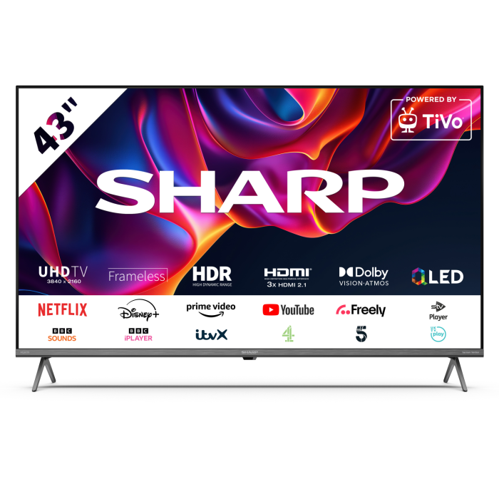 Sharp 4T-C43GM6245KS 43inch 4K UHD Quantum Dot Frameless Smart TiVo TV