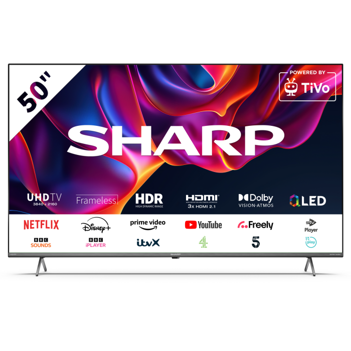 Sharp 4T-C50GM6245KS 50inch 4K UHD Quantum Dot Frameless Smart TiVo TV