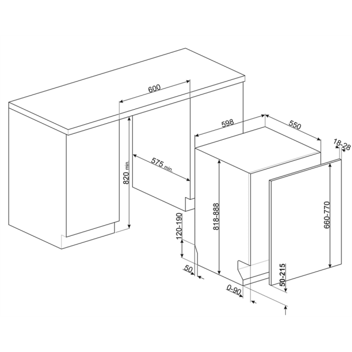 Smeg DIL322BL Integrated Dishwasher 13 Place Settings