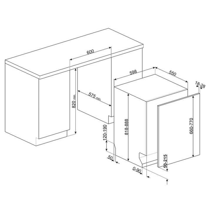 Smeg DIL331C Integrated Dishwasher 13 Place Settings