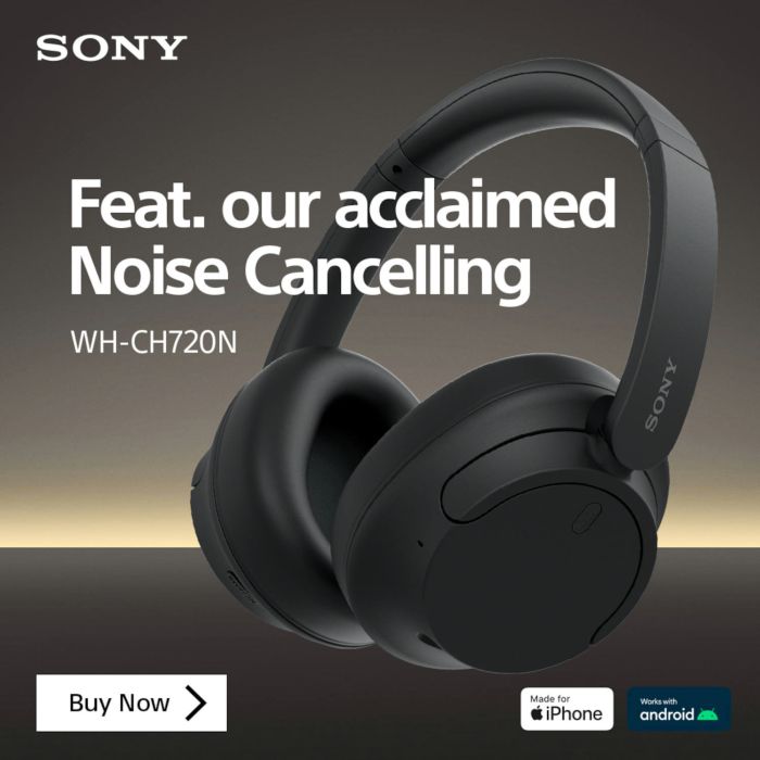 Sony WHCH720NB_CE7 Wireless Noise Cancelling Headphones - black