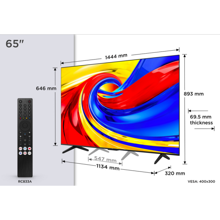 TCL 65P7L-UK 65 inch 4K HDR QLED Google TV