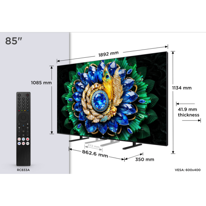 TTCL 85A400M-UK 85inch QD-MINI LED TV with HVA Panel