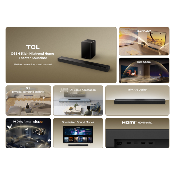 TCL Q65H Soundbar 5.1 with Dolby Atmos - Black