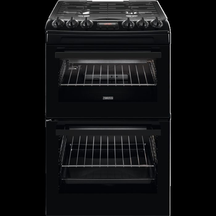 Zanussi ZCG43250BA 60cm Double Oven Gas Cooker with Induction Hob - Black