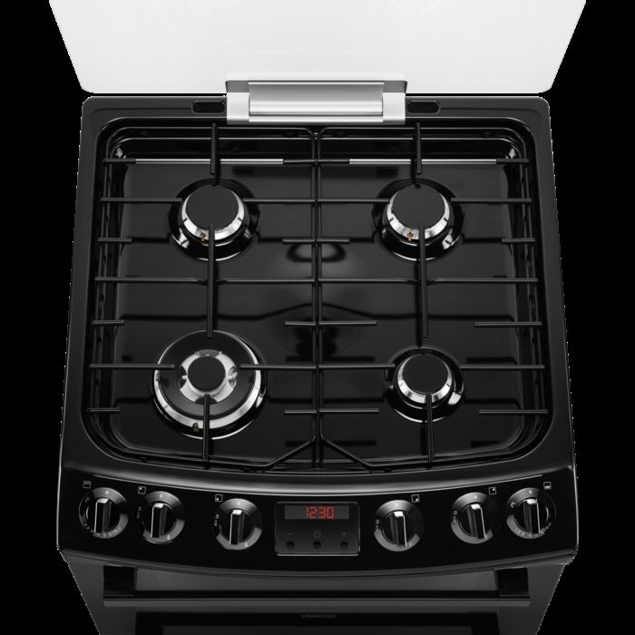 Zanussi ZCG43250BA 60cm Double Oven Gas Cooker with Induction Hob - Black
