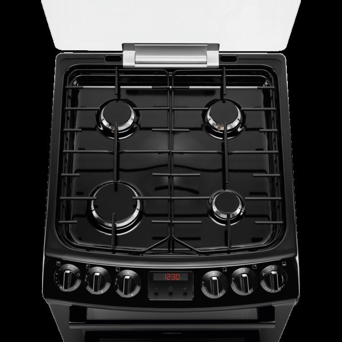Zanussi ZCG43250BA 60cm Double Oven Gas Cooker with Induction Hob - Black