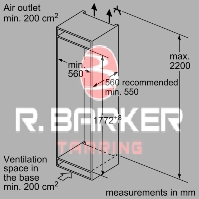 Bosch KIN85NFE0G 54.1cm 50/50 Built In No Frost Fridge Freezer