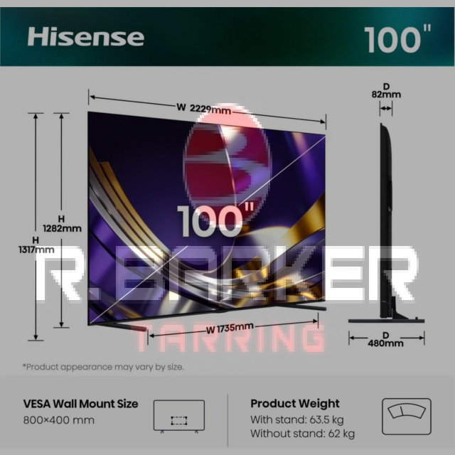 Hisense 100U7STUK PRO 100inch MiniLED 4K 165Hz TV