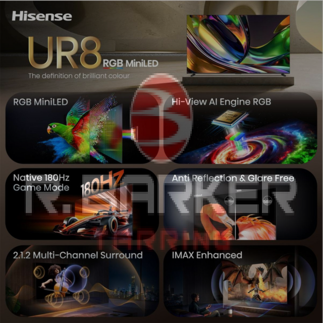 Hisense 100UR8STUK 4K Ultra HD RGB MiniLED TV Black