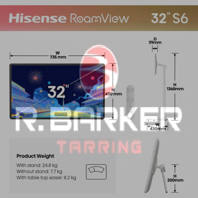 Hisense 32S6S 32inch 4K Ultra HD Touch Screen TV White
