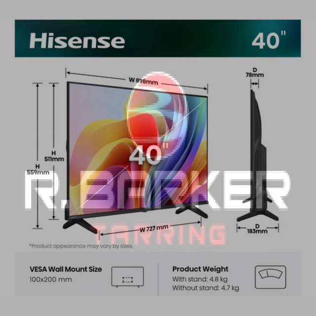 Hisense 40A4STUK 40inch Full HD LED Smart TV Black