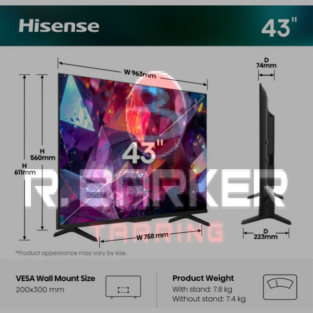 Hisense 43E7STUK 4K Ultra HD 144Hz Hi-QLED TV Black