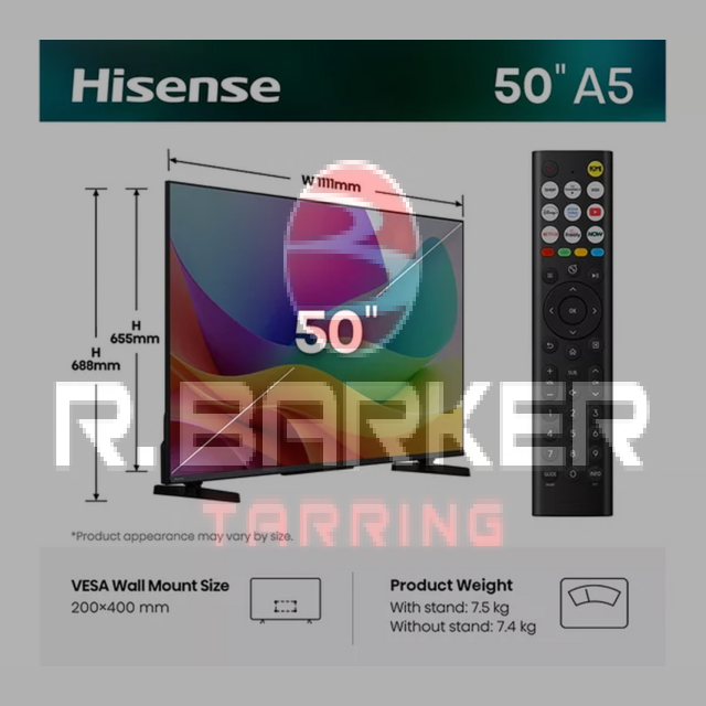 Hisense 50A5STUK 50inch Hi-QLED Full HD Smart TV Black