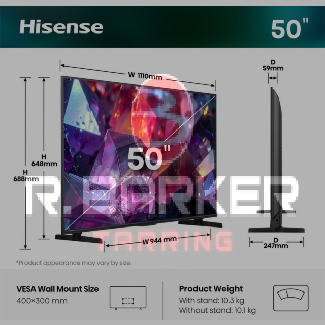 Hisense 50E7STUK PRO 50inch 4K 144Hz Hi-QLED TV