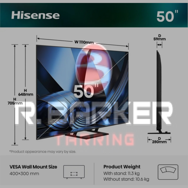 Hisense 50U7STUK 50-inch MiniLED 4K 144Hz Smart TV