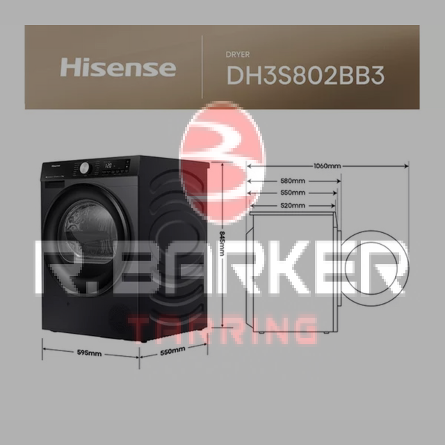 Hisense DH3S802BB3 8kg Heat Pump WiFi Tumble Dryer