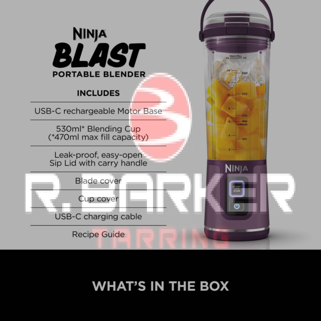 Ninja BC151UKPR Cordless Portable Blender with USB-C