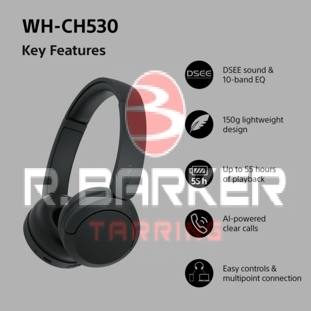 Sony WHCH530B.CE7 Wireless Over Ear Headphones Black