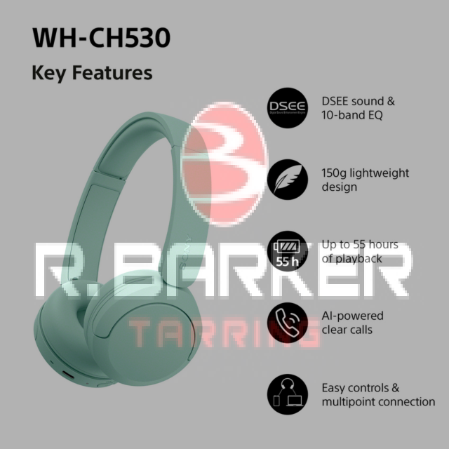 Sony WHCH530G.CE7 Wireless Over-Ear Headphones Mint Green