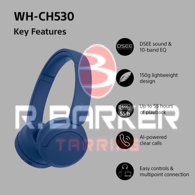 Sony WHCH530L.CE7 Wireless Over-Ear Headphones Blue